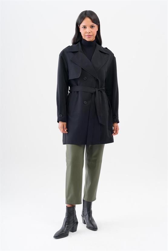 Olcay 6541 1001 Siyah Kadın Trençkot