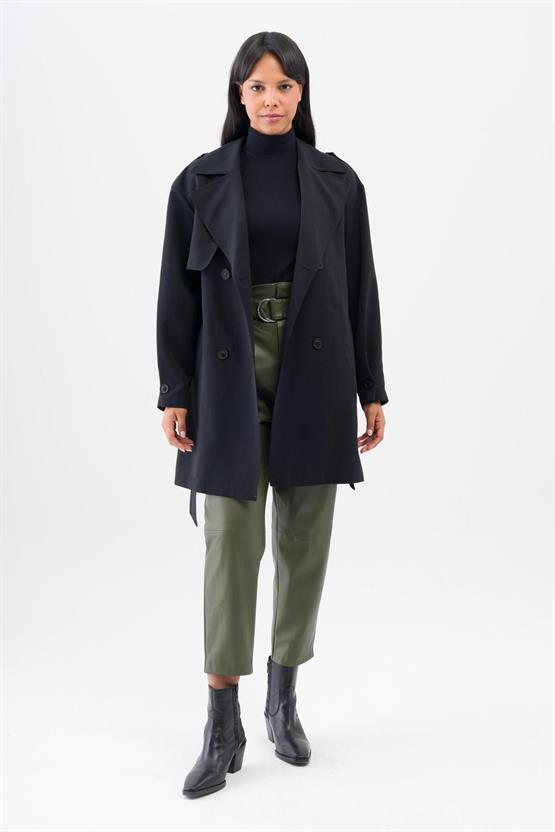 Olcay 6541 1001 Siyah Kadın Trençkot