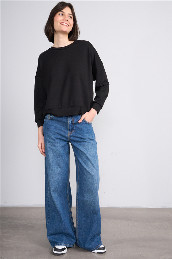 C.K Y26 8019 Pachie Byn B.Yaka U.Kol Basic T-shirt Siyah