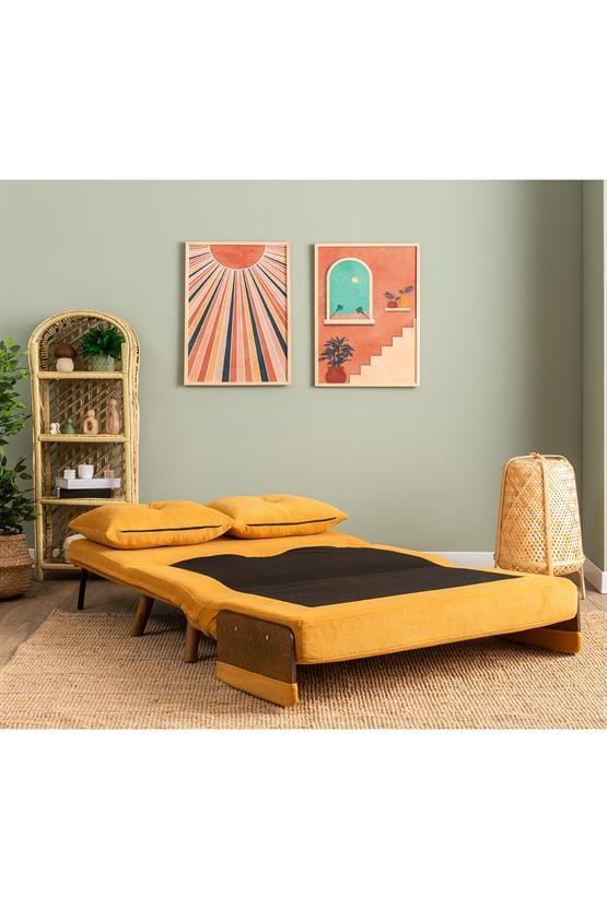 Pafu Cosmo İkili Katlanır Yataklı Koltuk Bohem Hardal