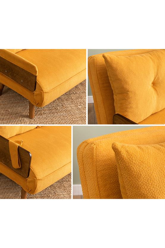 Pafu Cosmo İkili Katlanır Yataklı Koltuk Bohem Hardal