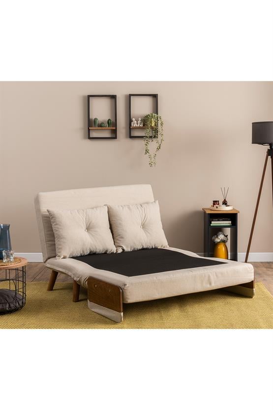 Pafu Cosmo İkili Katlanır Yataklı Koltuk Keten Krem