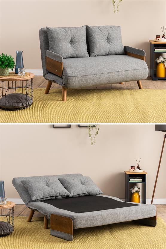 Pafu Cosmo İkili Katlanır Yataklı Koltuk Keten Açık Gri