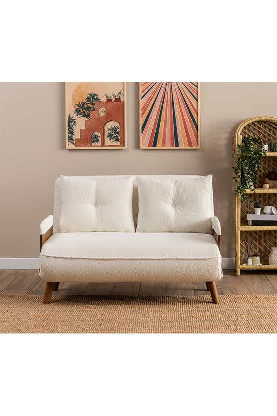 Pafu Cosmo İkili Katlanır Yataklı Koltuk Teddy Beyaz