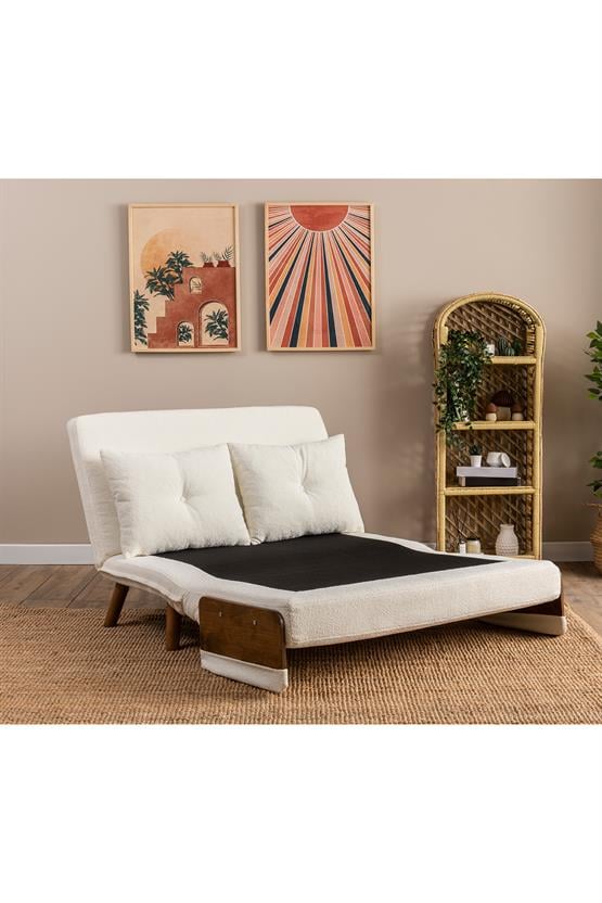 Pafu Cosmo İkili Katlanır Yataklı Koltuk Teddy Beyaz