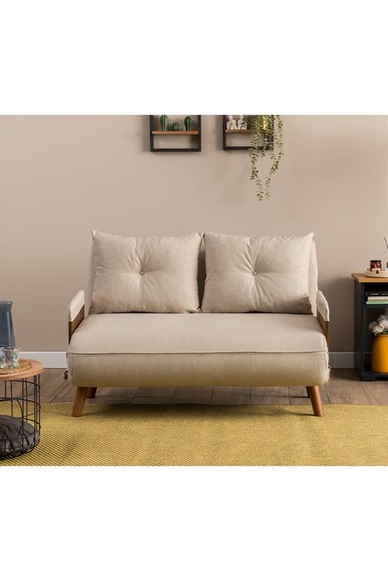 Pafu Cosmo İkili Katlanır Yataklı Koltuk Keten Krem