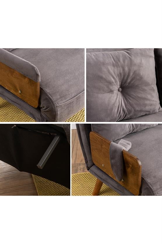 Pafu Cosmo İkili Katlanır Yataklı Koltuk Soho Gri