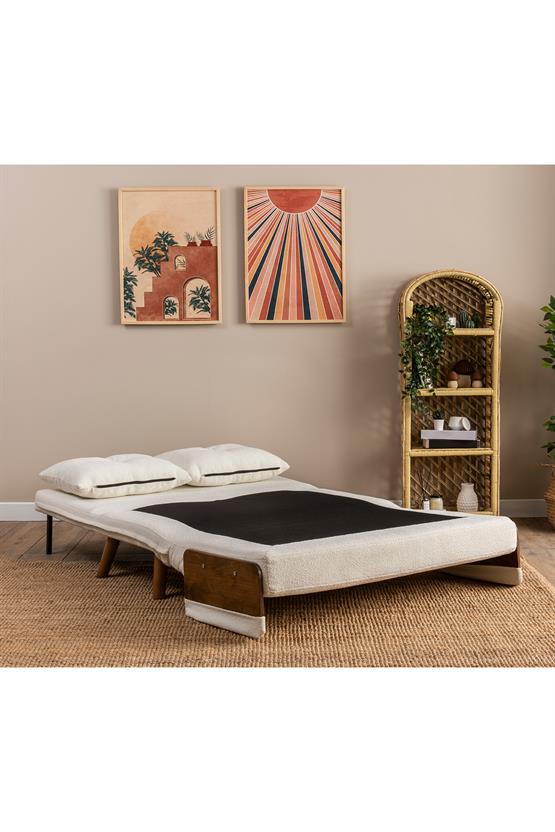 Pafu Cosmo İkili Katlanır Yataklı Koltuk Teddy Beyaz