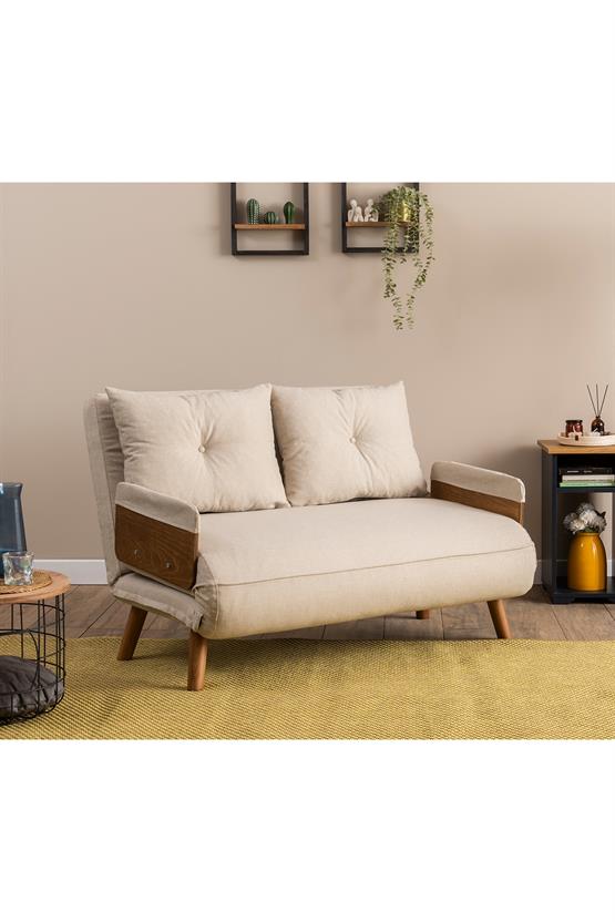 Pafu Cosmo İkili Katlanır Yataklı Koltuk Keten Krem
