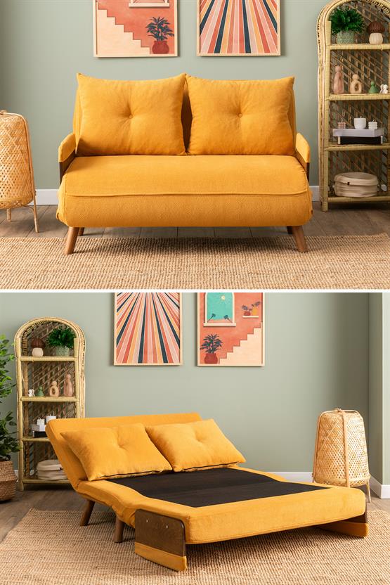 Pafu Cosmo İkili Katlanır Yataklı Koltuk Bohem Hardal