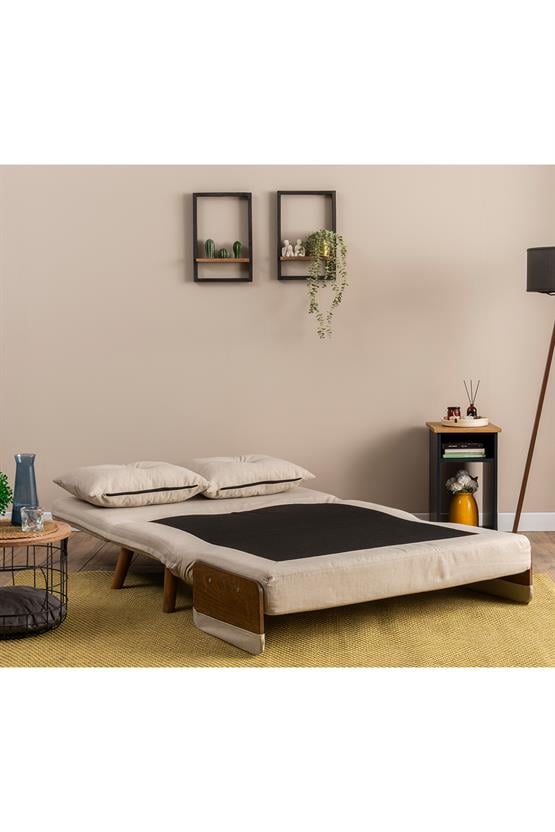 Pafu Cosmo İkili Katlanır Yataklı Koltuk Keten Krem