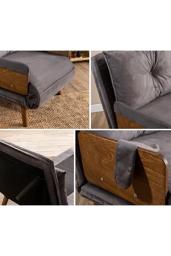 Pafu Cosmo Tekli Katlanır Yataklı Koltuk Soho Gri