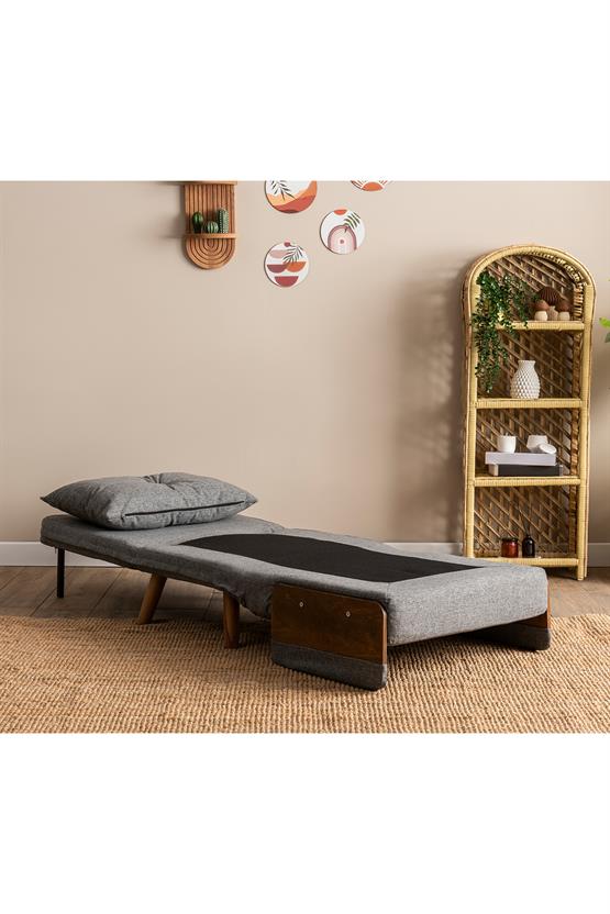 Pafu Cosmo Tekli Katlanır Yataklı Koltuk Keten Açık Gri