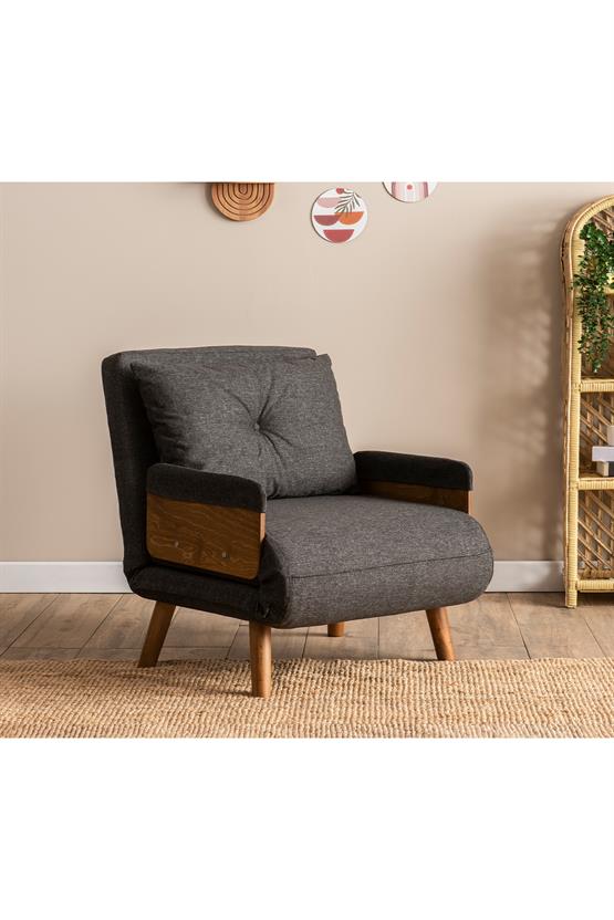 Pafu Cosmo Tekli Katlanır Yataklı Koltuk Keten Koyu Gri