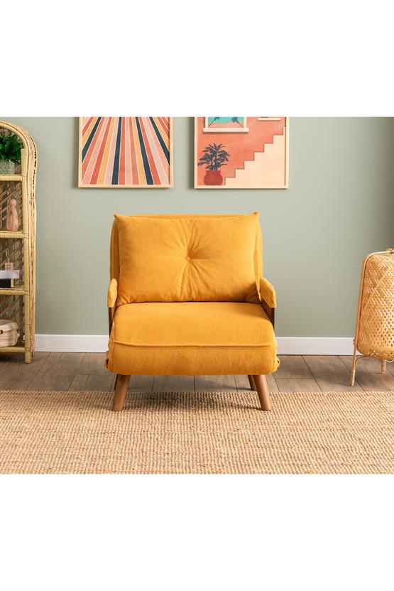 Pafu Cosmo Tekli Katlanır Yataklı Koltuk Bohem Hardal