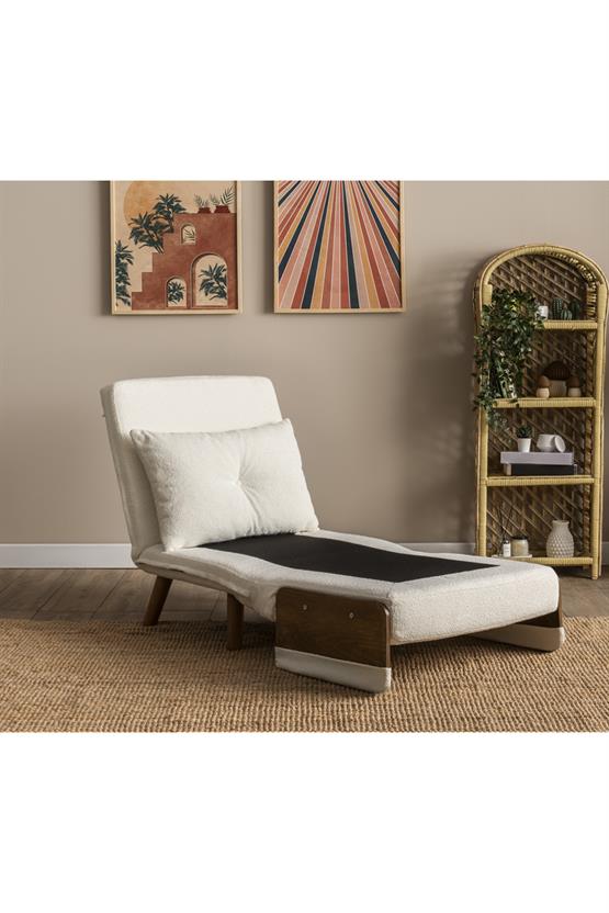 Pafu Cosmo Tekli Katlanır Yataklı Koltuk Teddy Beyaz