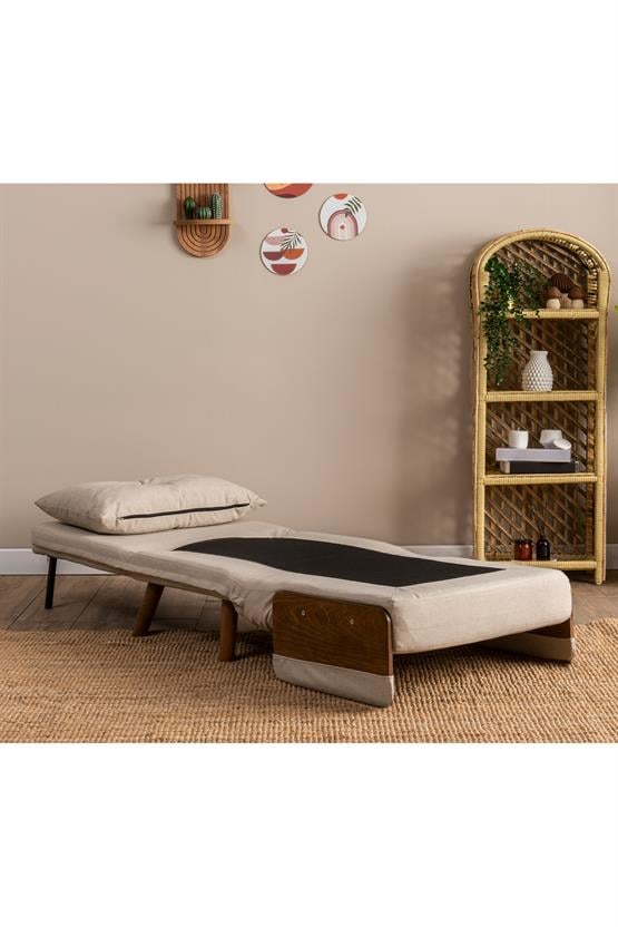 Pafu Cosmo Tekli Katlanır Yataklı Koltuk Keten Krem