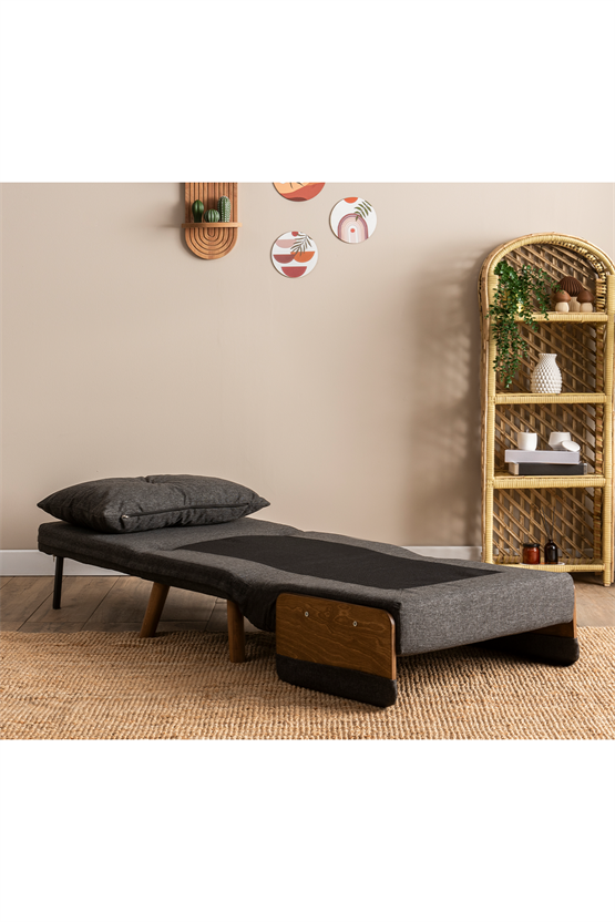 Pafu Cosmo Tekli Katlanır Yataklı Koltuk Keten Koyu Gri