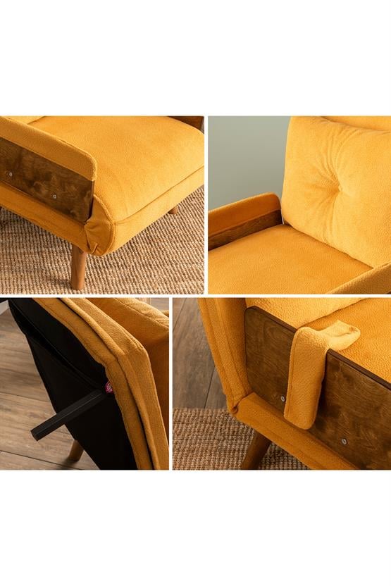 Pafu Cosmo Tekli Katlanır Yataklı Koltuk Bohem Hardal