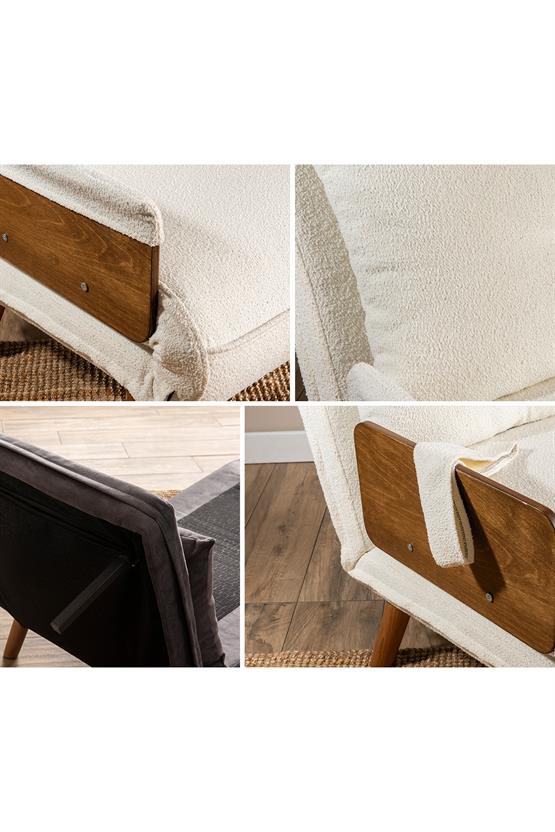 Pafu Cosmo Tekli Katlanır Yataklı Koltuk Teddy Beyaz