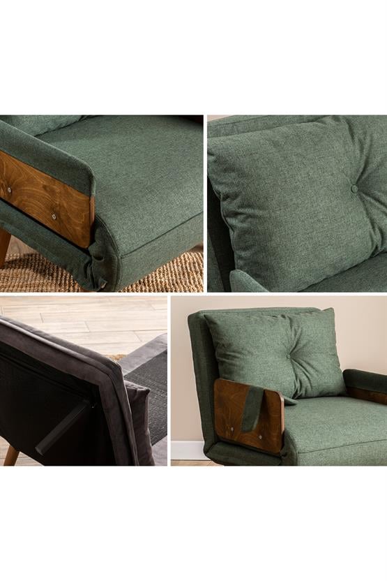 Pafu Cosmo Tekli Katlanır Yataklı Koltuk Keten Haki