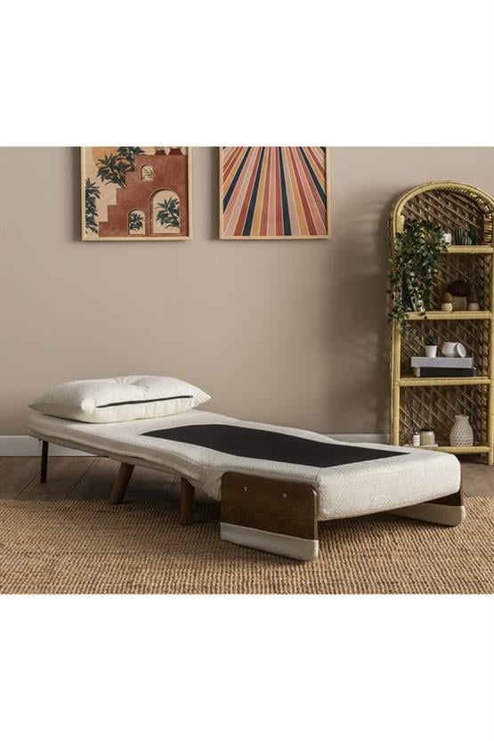 Pafu Cosmo Tekli Katlanır Yataklı Koltuk Teddy Beyaz