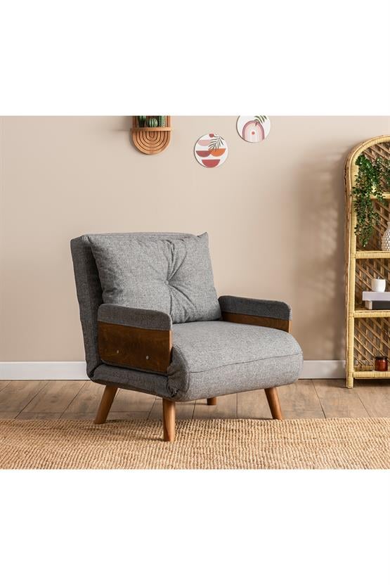 Pafu Cosmo Tekli Katlanır Yataklı Koltuk Keten Açık Gri