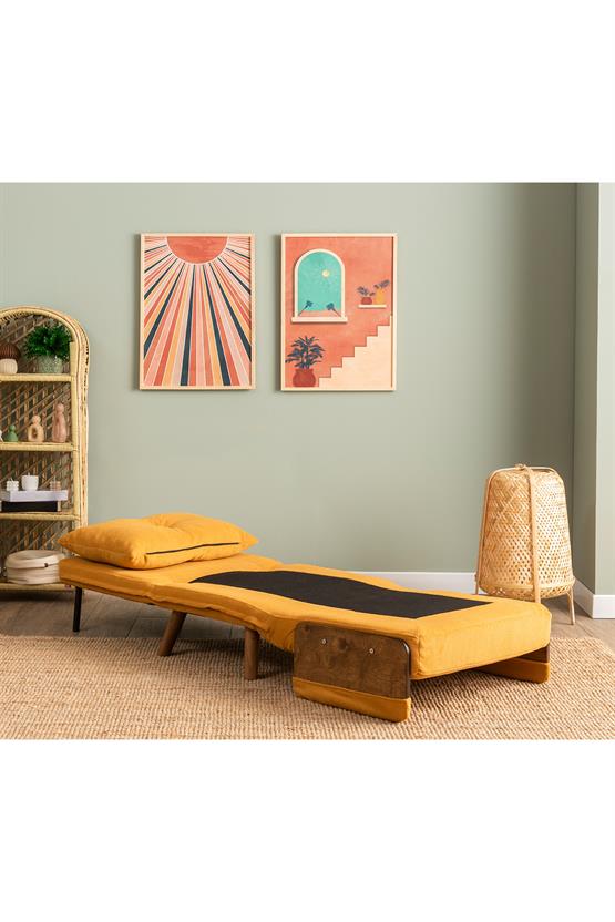Pafu Cosmo Tekli Katlanır Yataklı Koltuk Bohem Hardal