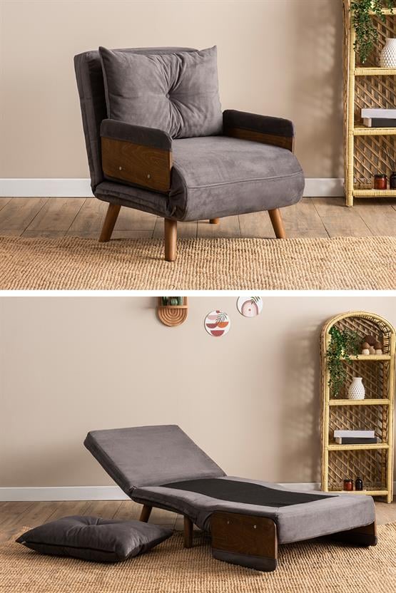 Pafu Cosmo Tekli Katlanır Yataklı Koltuk Soho Gri