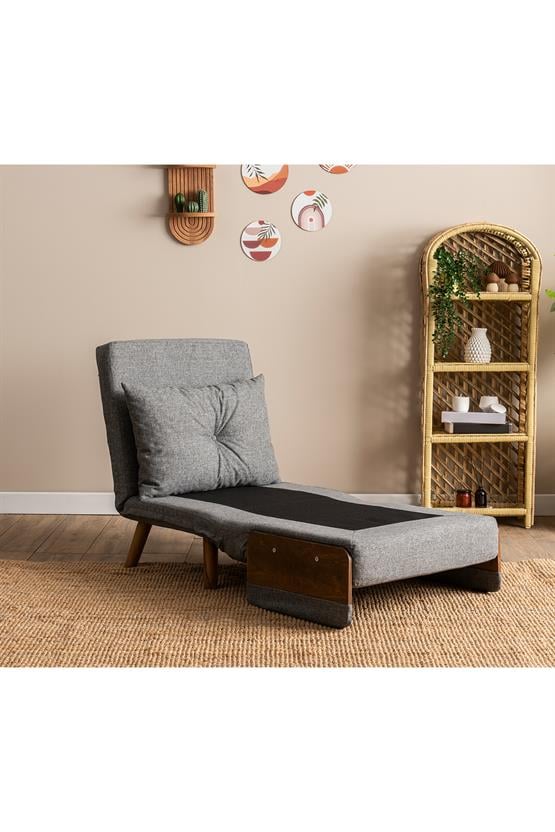 Pafu Cosmo Tekli Katlanır Yataklı Koltuk Keten Açık Gri