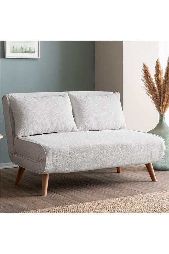 Pafu Folde 120 İkili Yataklı Katlanır Koltuk Teddy Beyaz