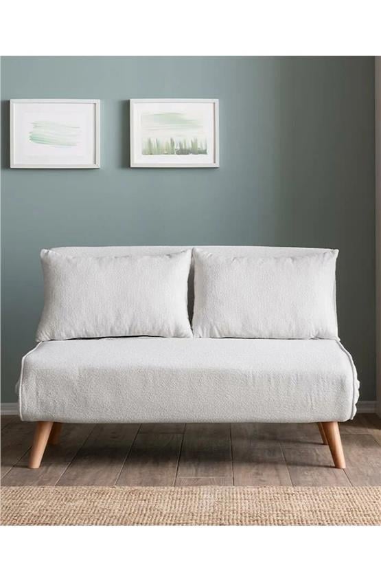 Pafu Folde 120 İkili Yataklı Katlanır Koltuk Teddy Beyaz