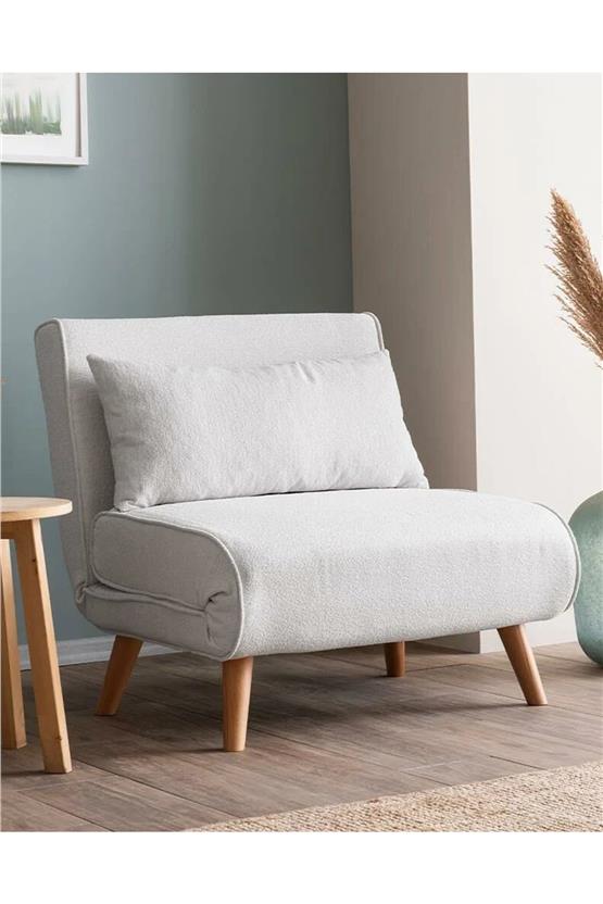 Pafu Folde 80 Tekli Yataklı Katlanır Koltuk Teddy Beyaz