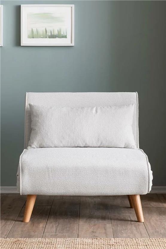 Pafu Folde 80 Tekli Yataklı Katlanır Koltuk Teddy Beyaz