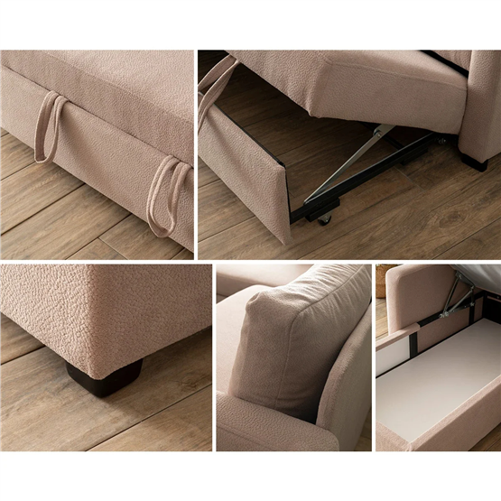 Pafu Kado Yataklı Köşe Koltuk Takımı Bohem Vizon