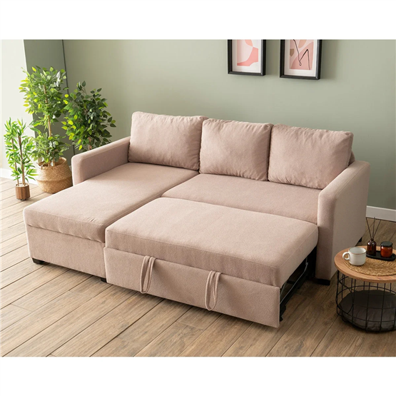 Pafu Kado Yataklı Köşe Koltuk Takımı Bohem Vizon