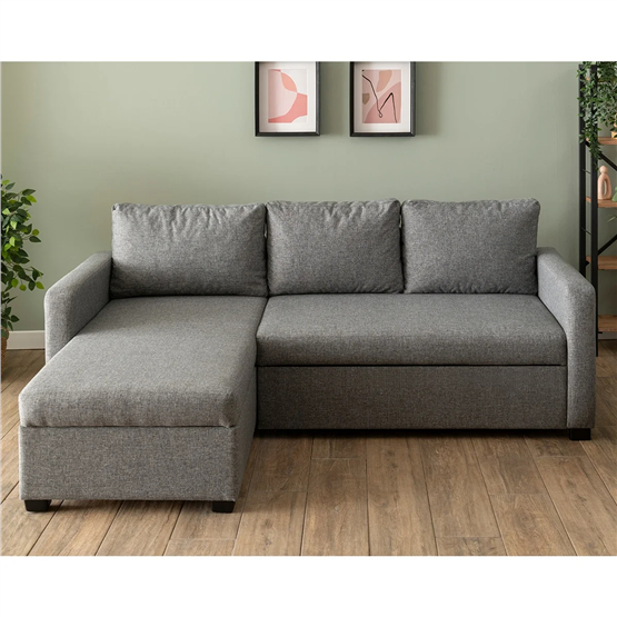 Pafu Kado Yataklı Köşe Koltuk Takımı Keten Açık Gri