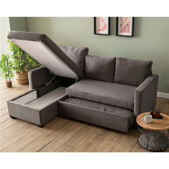 Pafu Kado Yataklı Köşe Koltuk Takımı Soho Gri