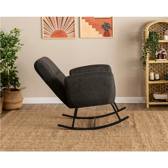 Pafu Kono Sırt Kademeli Sallanan Sandalye - Keten Koyu Gri