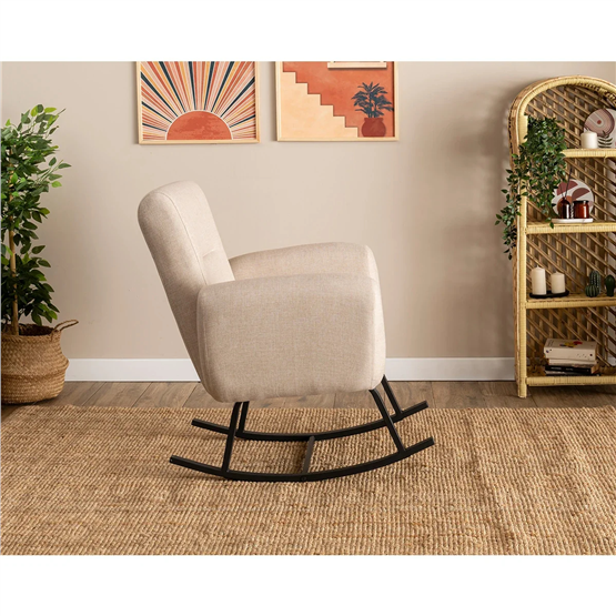 Pafu Kono Sırt Kademeli Sallanan Sandalye - Keten Krem