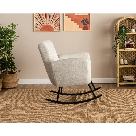 Pafu Kono Sırt Kademeli Sallanan Sandalye - Teddy Beyaz