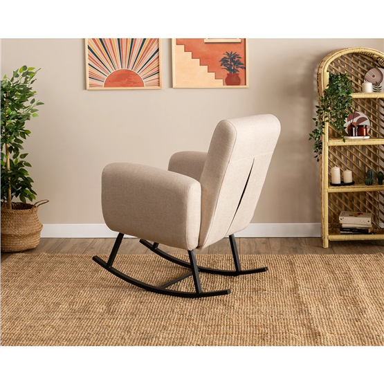 Pafu Kono Sırt Kademeli Sallanan Sandalye - Keten Krem