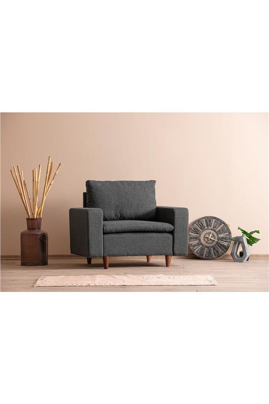 Pafu Lungo Modüler Berjer - Koyu Gri Keten