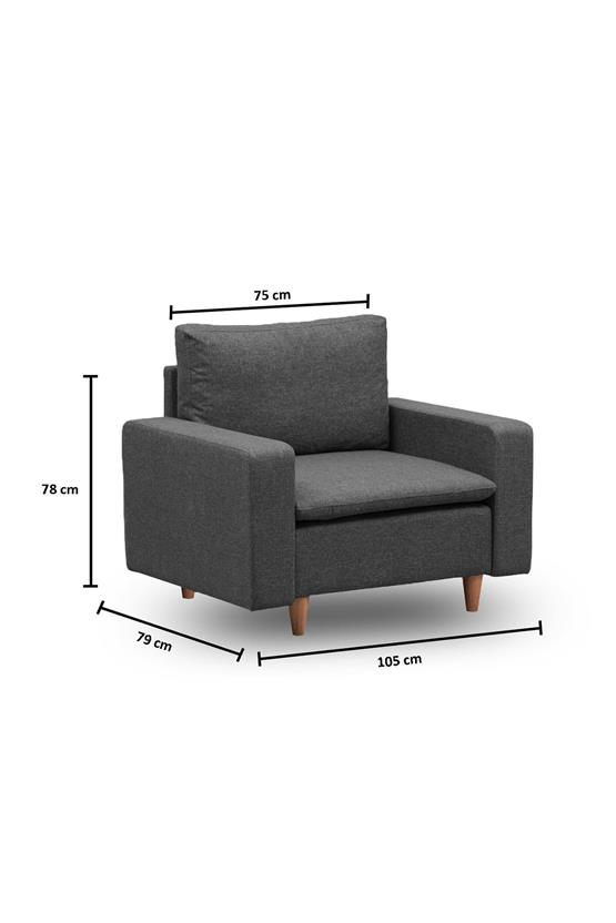 Pafu Lungo Modüler Berjer - Koyu Gri Keten