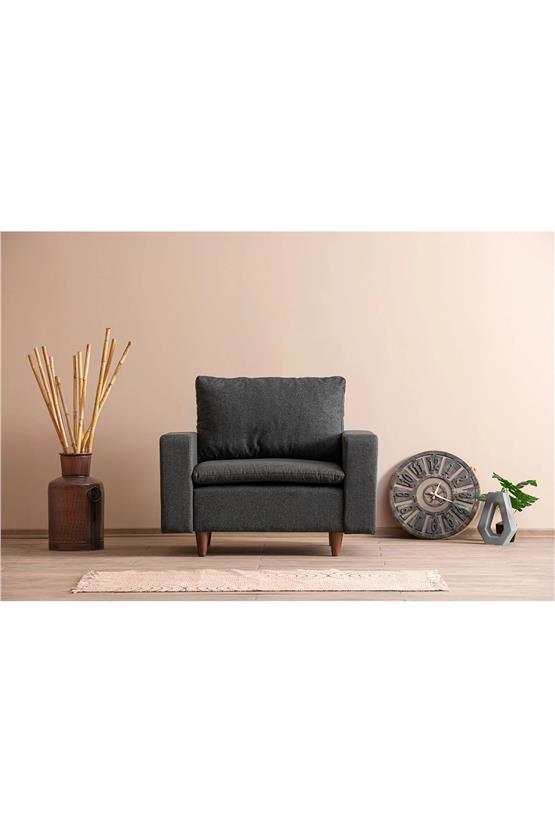 Pafu Lungo Modüler Berjer - Koyu Gri Keten