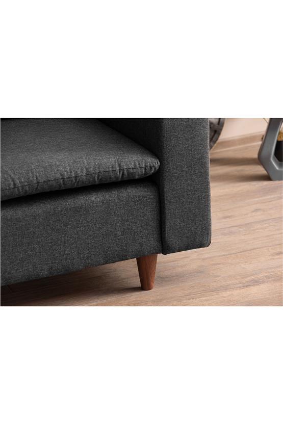 Pafu Lungo Modüler Berjer - Koyu Gri Keten