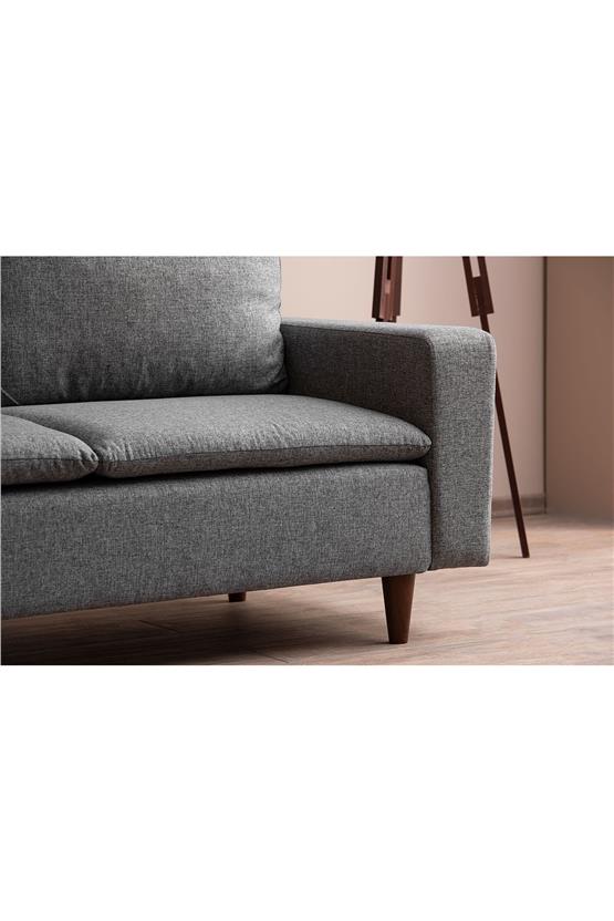 Pafu Lungo Modüler İkili Koltuk -Gri Keten