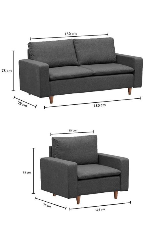 Pafu Lungo Modüler Koltuk Takımı Keten Koyu Gri