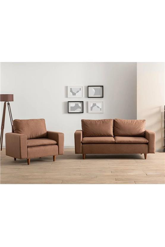 Pafu Lungo Modüler Koltuk Takımı Keten Açık Kahverengi