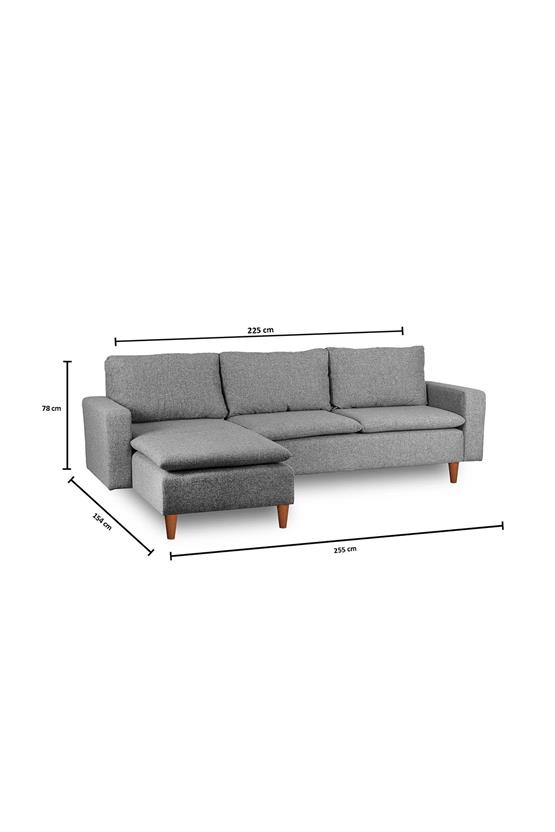 Pafu Lungo Modüler Köşe Koltuk Takımı - Gri Keten